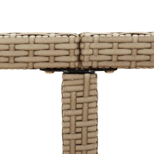 Garden Table Outdoor Patio Bistro Dining Rattan Coffee Wood Beige 109x107x74cm - Image 7