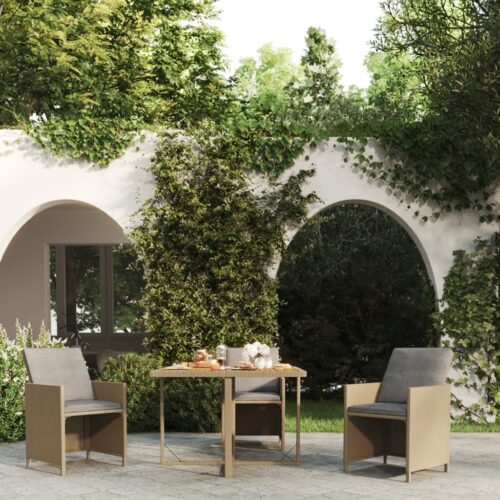 Garden Table Outdoor Patio Bistro Dining Rattan Coffee Wood Beige 109x107x74cm - Image 9