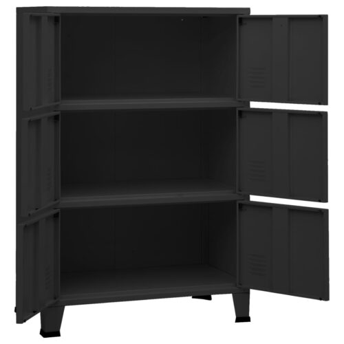 Industrial Storage Chest Black 75x40x115cm Metal - Image 6