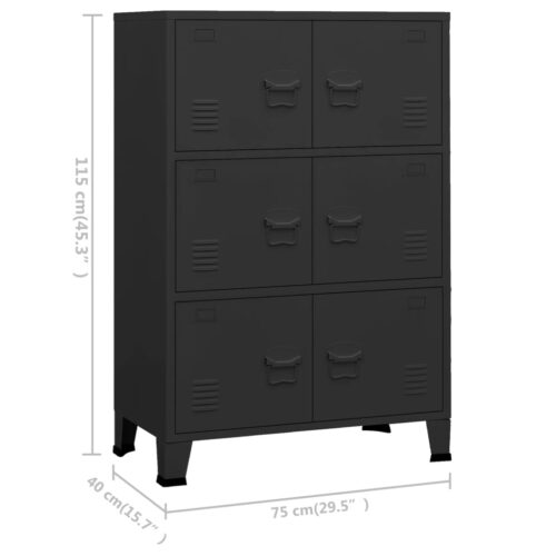 Industrial Storage Chest Black 75x40x115cm Metal - Image 9
