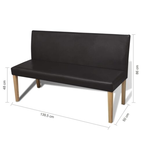 Bench 139.5cm Dark Brown Faux Leather - Image 6