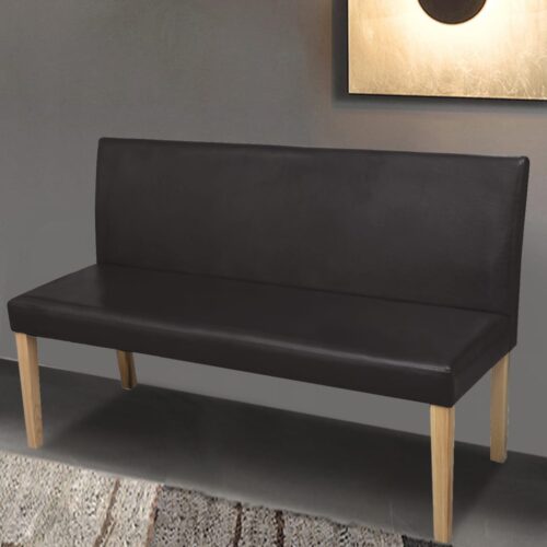 Bench 139.5cm Dark Brown Faux Leather - Image 7