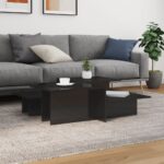 Coffee Tables 2pcs High Gloss Black Engineered Wood