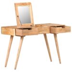 Dressing Table with Mirror 112x45x76cm Solid Acacia Wood