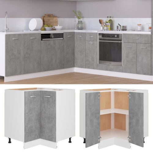 Corner Bottom Cabinet Concrete Grey 75.5x75.5x81.5cm Engineered Wood - Image 12