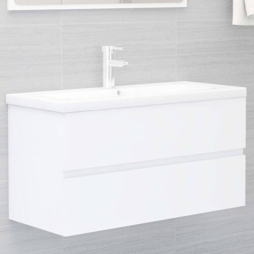 Bathroom Furniture Set White Engineered Wood - Image 10