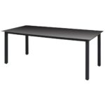 Garden Table Black 190x90x74cm Aluminium Glass