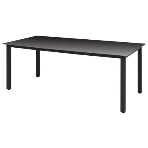 Garden Table Black 190x90x74cm Aluminium Glass