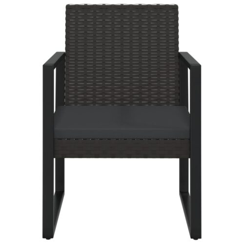 4-Piece Garden Lounge Set with Cushions Black Poly Rattan - Image 3