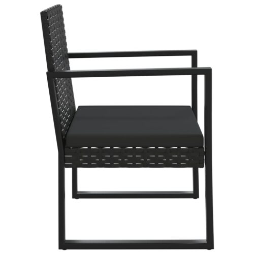 4-Piece Garden Lounge Set with Cushions Black Poly Rattan - Image 5