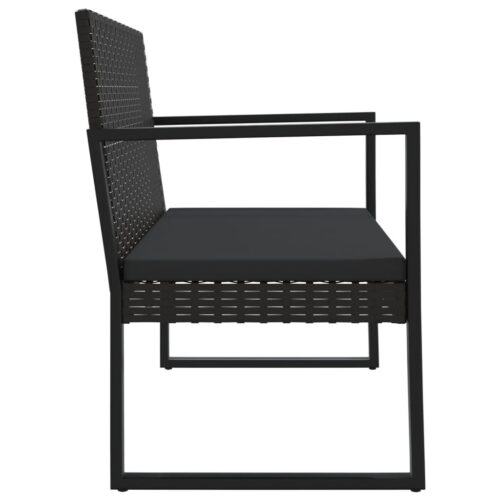 4-Piece Garden Lounge Set with Cushions Black Poly Rattan - Image 9