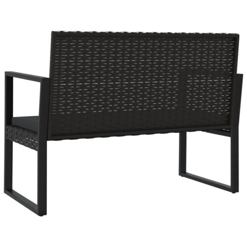 4-Piece Garden Lounge Set with Cushions Black Poly Rattan - Image 10