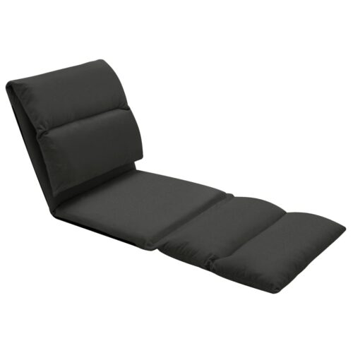 Folding Floor Chair Black Microfibre - Image 2
