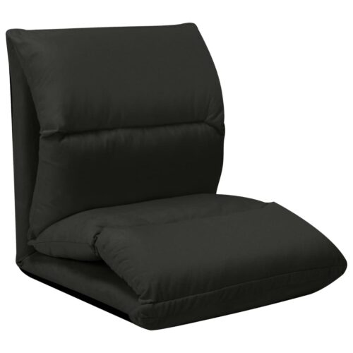 Folding Floor Chair Black Microfibre - Image 5