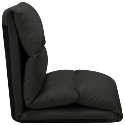 Folding Floor Chair Black Microfibre - Image 6