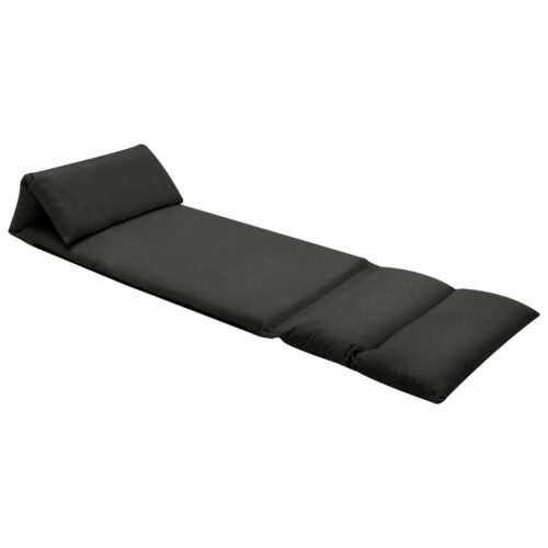 Folding Floor Chair Black Microfibre - Image 9