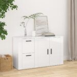 Sideboard High Gloss White 100x33x59.5cm Engineered Wood