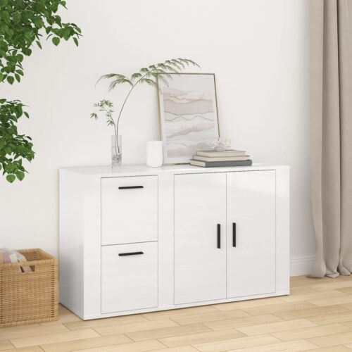 Sideboard High Gloss White 100x33x59.5cm Engineered Wood