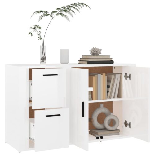 Sideboard High Gloss White 100x33x59.5cm Engineered Wood - Image 5