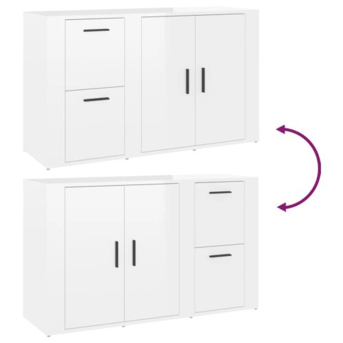 Sideboard High Gloss White 100x33x59.5cm Engineered Wood - Image 9