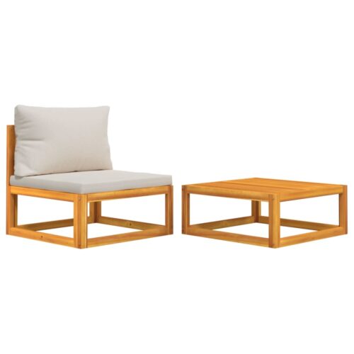 2-Piece Garden Sofa Set with Cushions Solid Wood Acacia