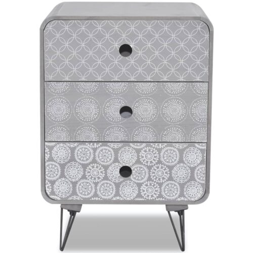 Side Cabinet with 3 Drawers Grey - Image 3