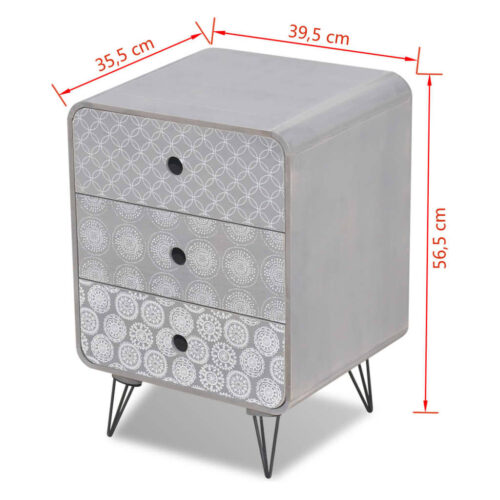 Side Cabinet with 3 Drawers Grey - Image 5