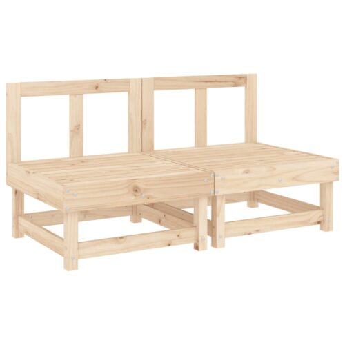 Middle Sofas with Cushions 2pcs Solid Wood Pine - Image 3