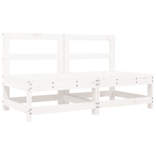 Middle Sofas with Cushions 2pcs White Solid Wood Pine - Image 3