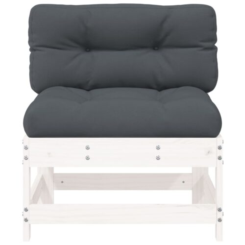 Middle Sofas with Cushions 2pcs White Solid Wood Pine - Image 5