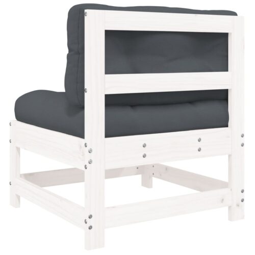 Middle Sofas with Cushions 2pcs White Solid Wood Pine - Image 7