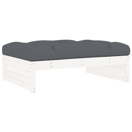 White 120x80cm Pine Wood Outdoor Footstool Garden Patio Bench Ottoman Chair Seat