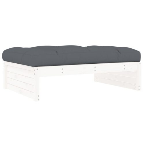 White 120x80cm Pine Wood Outdoor Footstool Garden Patio Bench Ottoman Chair Seat - Image 5