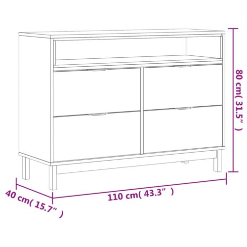 Drawer Cabinet FLAM 110x40x80cm Solid Wood Pine - Image 10