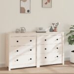 Sideboard White 140x35x80cm Solid Wood Pine
