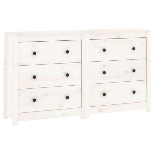Sideboard White 140x35x80cm Solid Wood Pine - Image 2