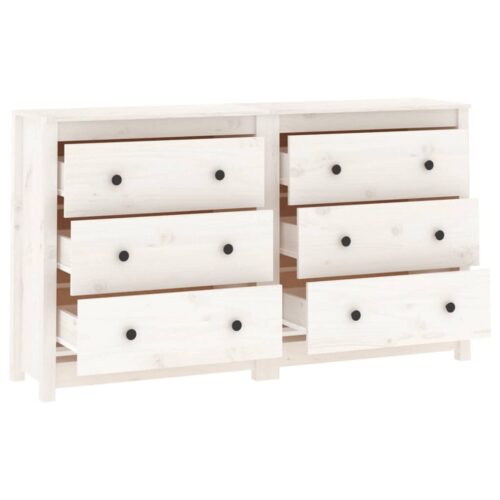 Sideboard White 140x35x80cm Solid Wood Pine - Image 5