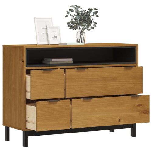 Drawer Cabinet FLAM 110x40x80cm Solid Wood Pine - Image 3