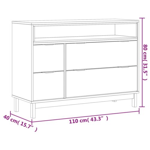 Drawer Cabinet FLAM 110x40x80cm Solid Wood Pine - Image 10