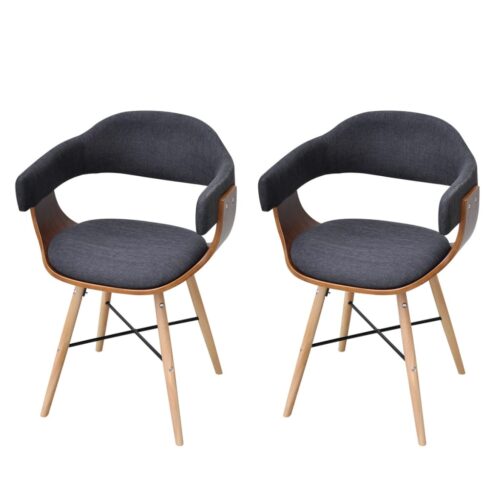 Dining Chairs 2pcs Dark Grey Bent Wood Fabric
