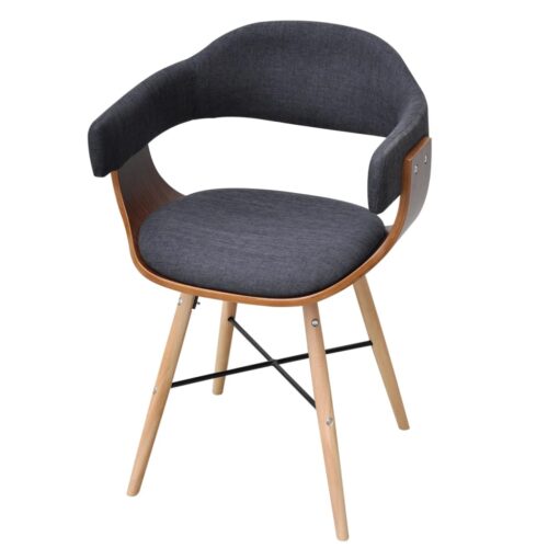 Dining Chairs 2pcs Dark Grey Bent Wood Fabric - Image 3