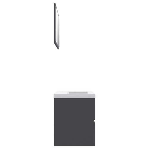 Bathroom Furniture Set Grey Engineered Wood - Image 5