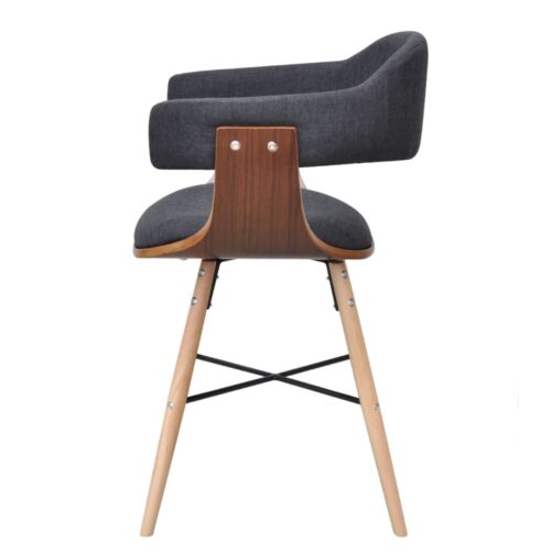 Dining Chairs 2pcs Dark Grey Bent Wood Fabric - Image 5