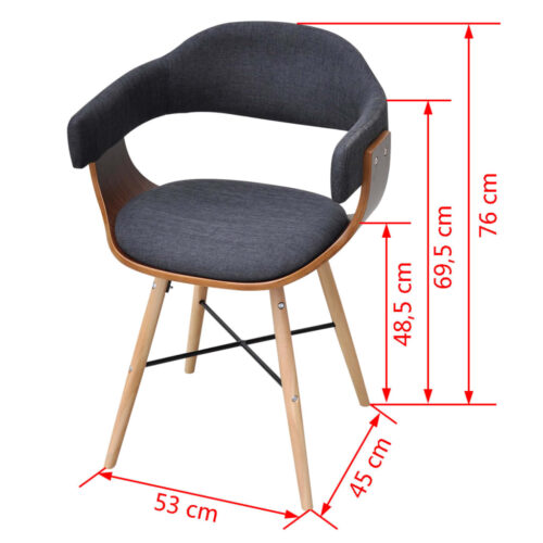 Dining Chairs 2pcs Dark Grey Bent Wood Fabric - Image 7