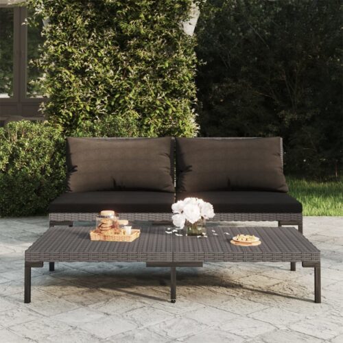 Garden Sofas 2pcs with Cushions Half Round Poly Rattan - Image 8