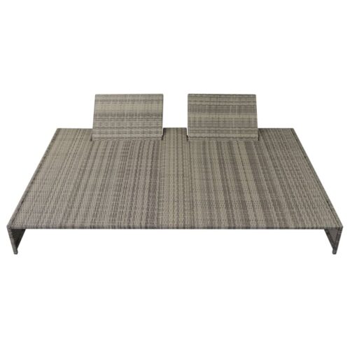 Double Sun Lounger with Cushion Poly Rattan Grey - Image 2