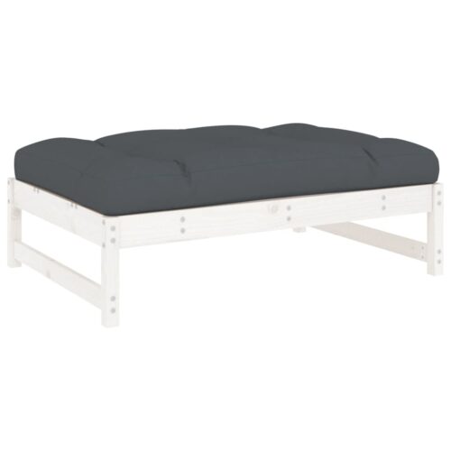 White 120x80cm Pine Wood Outdoor Footstool Garden Patio Bench Ottoman Chair Seat