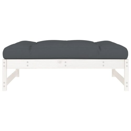 White 120x80cm Pine Wood Outdoor Footstool Garden Patio Bench Ottoman Chair Seat - Image 4