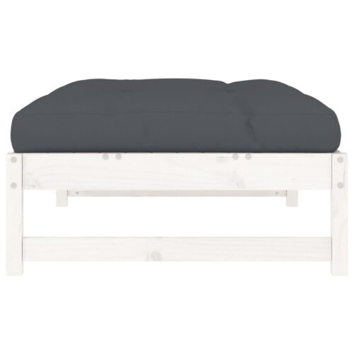 White 120x80cm Pine Wood Outdoor Footstool Garden Patio Bench Ottoman Chair Seat - Image 5