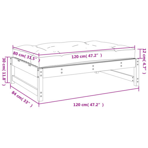White 120x80cm Pine Wood Outdoor Footstool Garden Patio Bench Ottoman Chair Seat - Image 9